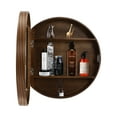 thumbnail image 3 of Bathroom Mirror Cabinet Wall-Mounted Round Mirror Cabinet Make-Up Storage Rack For Living Room, Hallway Walnut Color, 3 of 12