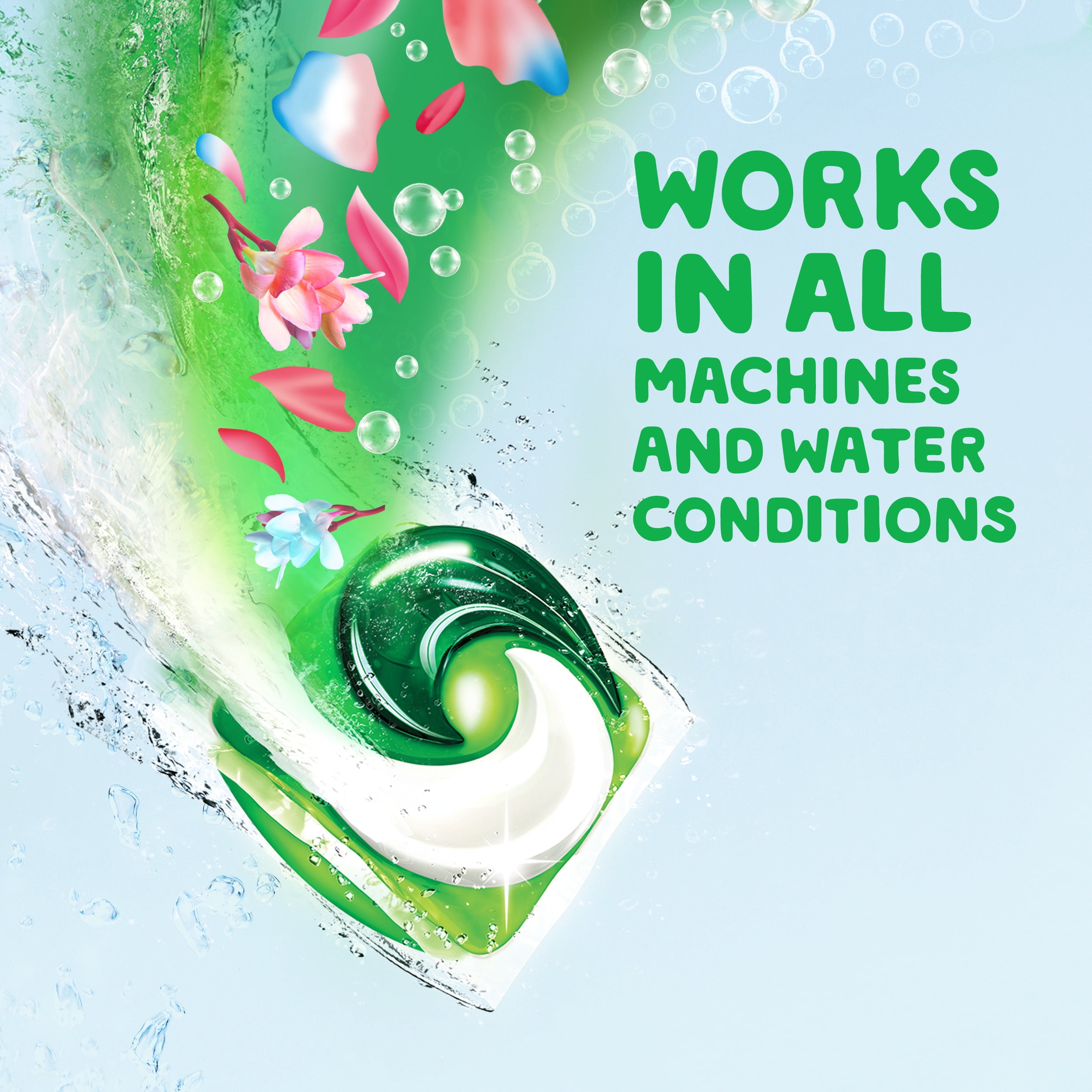 Gain Flings Liquid Laundry Detergent Pacs, Spring Daydream Scent, 60 Ct