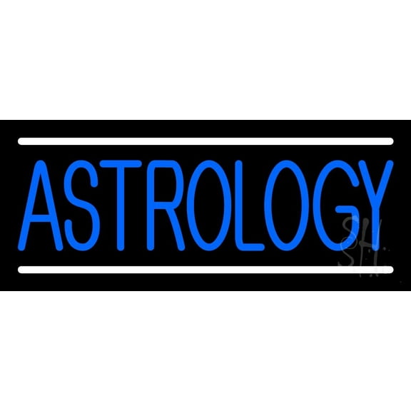 Blue Astrology Block LED Neon Sign 6" Tall x 15" Wide - inches Black Square Cut Acrylic Backing, with Dimmer - Bright and Premium built indoor LED Neon Sign for Storefront.