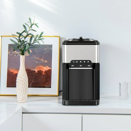 Costway - 3-in-1 Water Cooler Dispenser with Built-in Ice Maker w/ 3 Temperature Settings - Silver + Black