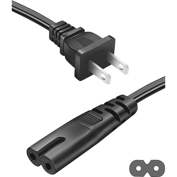 TV Power Cord for Samsung TV UN48 UN49 UN50 UN55 UN60 UN70 UN75 4K Smart TVs 6Ft Long 2-Prong C7 Power Plug Cable Replacement Compatible for LG TCL Insignia Sharp