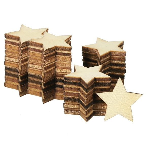 20mm Wooden Stars, 100 Pack Unfinished Wood Stars Blank Wooden Cutouts