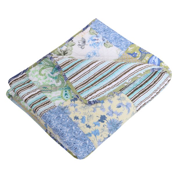 Greenland Home Heirloom Jade Quilted Cotton Throw