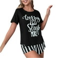 thumbnail image 2 of Women's Fashion Letter-Printed Short-Sleeved Top Striped Shorts Two-Piece Casual Home Set Gift for Women on Sale, 2 of 3