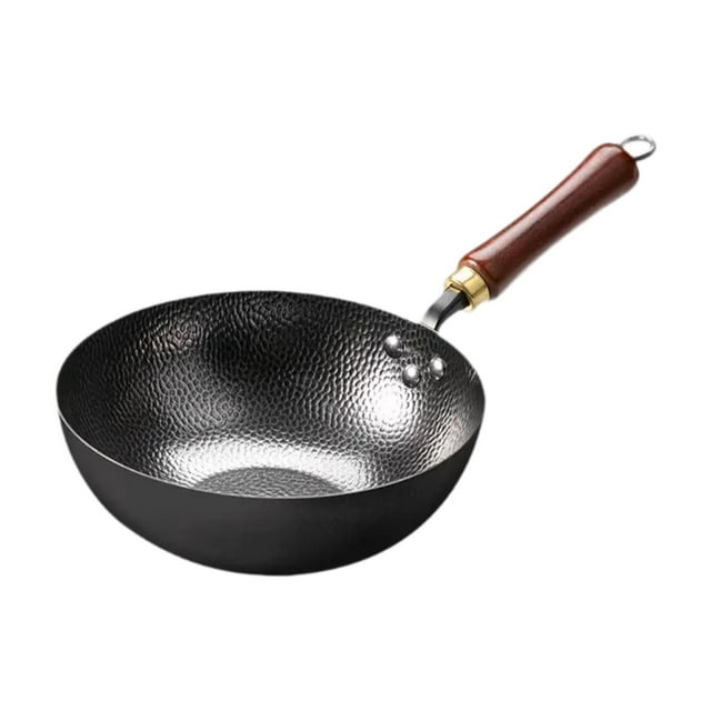 Tnarru Nonstick Wok Chinese Wok Boiling Wood Handle Cookware Frying Wok Pan Stir Fry Pan for Gas Stove Restaurant Home Hotel Camping with Lid