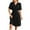 Black, variant on Diufon Dresses for Women Summer V Neck Short Sleeve Dress Solid Color Waisted Midi Dress