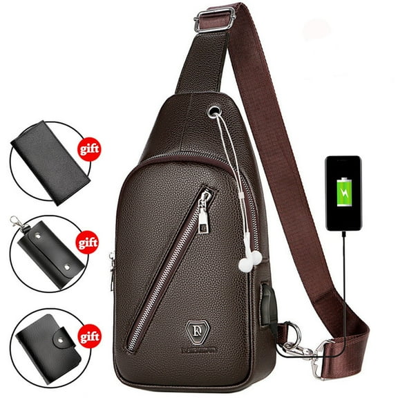 VANLOFE Crossbody Bag Chest Bag Shoulder Backpack With Charging Hole and Headphone Hole for Men and Women