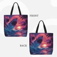 thumbnail image 2 of Pofeuu Hawaiian Island Beach Shark Print Tote Bag for Women,Hobo HandBags with Zipper,Large Capacity Casual Shoulder Handbags with Inner Pockets, 2 of 7