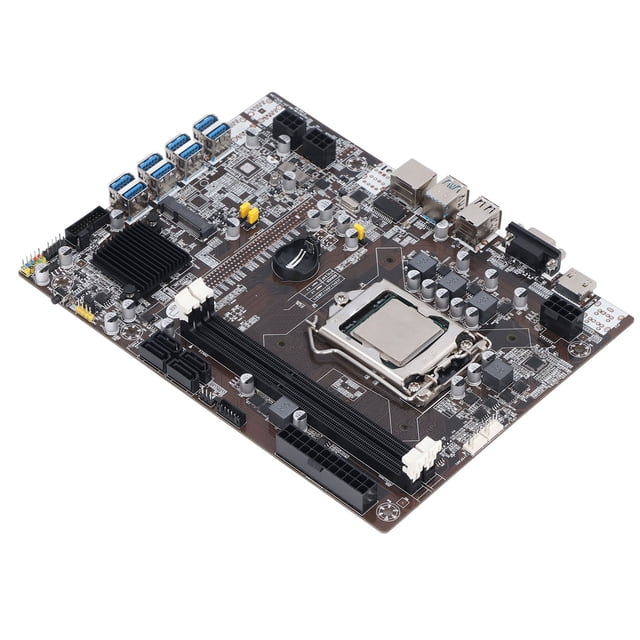 Placa Base B75 Miner, 8 Interfaz USB3.0 Fuente De Alimentación Trifásica DDR3 DDR3 Miner Placas Base Fácil De Instalar LGA 1155 Para BTC ANGGREK Otros