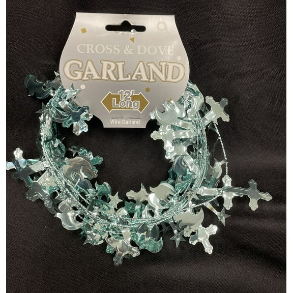 Blue Cross & Dove 12 Ft Garland Decoration