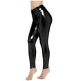 thumbnail image 4 of Jxximdong Leggings for Women Womens Sexy Shiny Faux Leather Leggings Pants Clubwear Trousers Tight Body Black XL Yoga Pants, 4 of 5