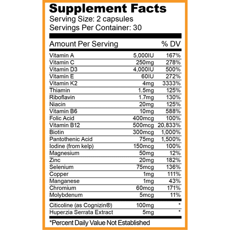 Vitafocus Multivitamin + Nootropic (60 Gelatin Capsules)