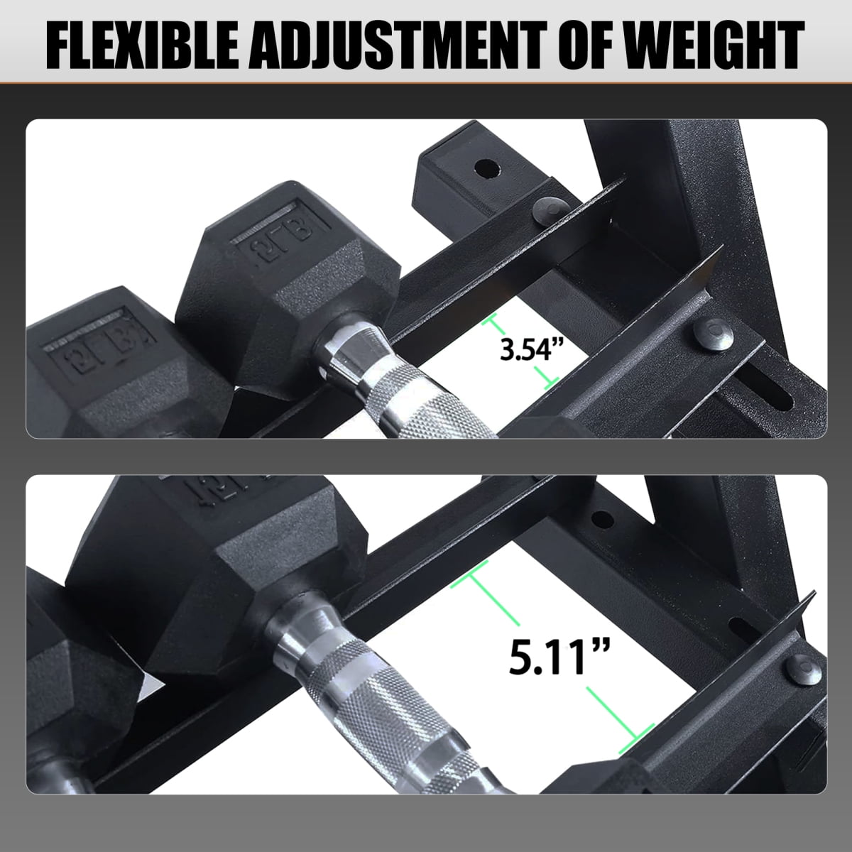 LuckyNote 3-Tier Dumbbell Rack Stand, Heavy Duty 1100 lbs Capacity Adjustable Storage for Home Gym – Black