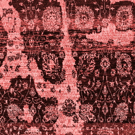 Ahgly Company Indoor Square Abstract Red Modern Area Rugs, 8' Square