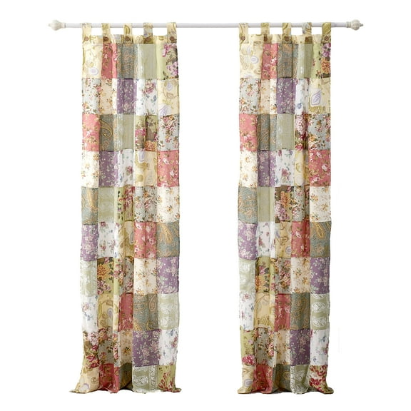 Greenland Home Fashions Blooming Prairie Authentic Patchwork Window Curtain Panels, Set of 2 with Tiebacks