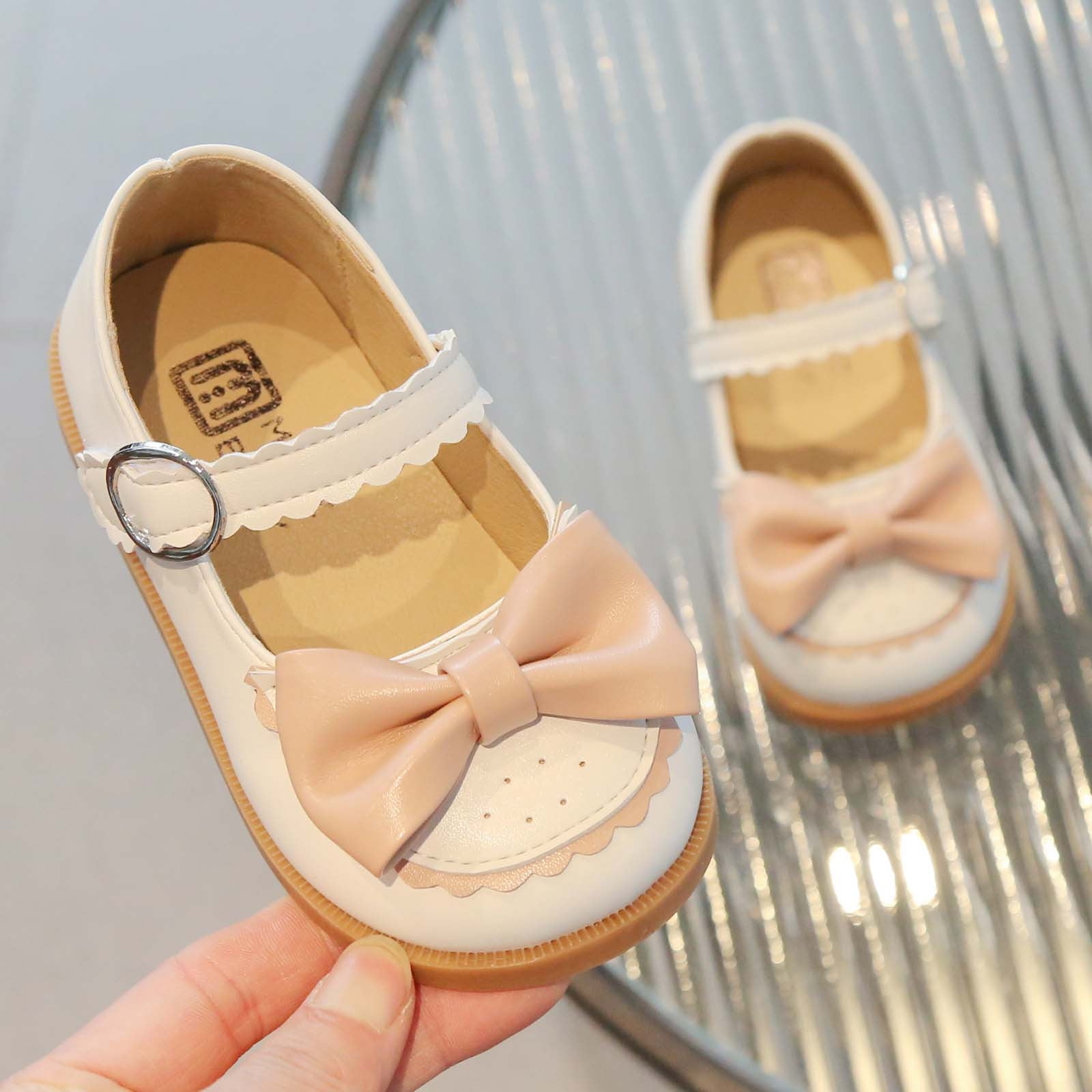 Jovati Size 3 Baby Shoes Baby Girl Childrens Princess Shoes Soft Soled Bowknot Casual Small Leather Shoes Girls Shoes Size 2 Girls Shoes Size 3 Girls