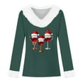 thumbnail image 4 of Craaazy Women's Casual Christmas Shirts Solid Color V-neck Pullover Top Gifts, 4 of 4