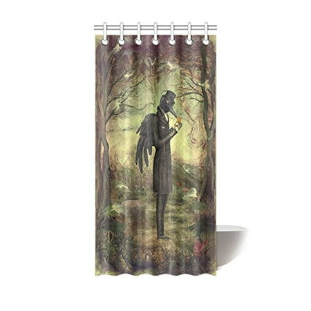 Wopop Forest Tree Birds Raven Shower Curtain Hooks 36x72 Inches