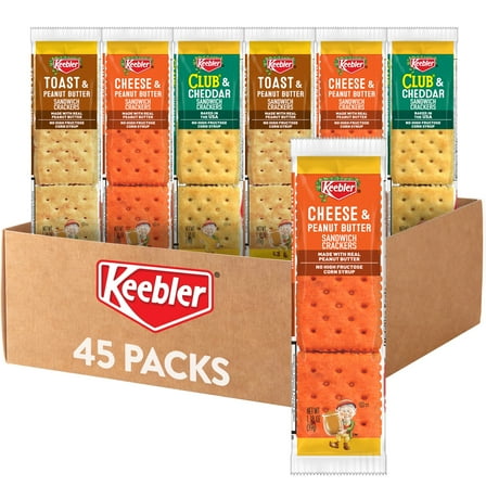 Keebler Variety Pack Sandwich Crackers, Single Serve Snack Crackers, 45 Count