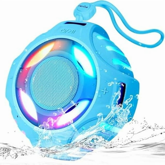 wonima11 Shower Bluetooth Speaker, IP67 Waterproof Speaker with LED Light, Portable Speakers with True Wireless Stereo, Floating, 2000mAh, Built-in-Mic, Ideal for Travel, Beach, Gifts for Unisex.