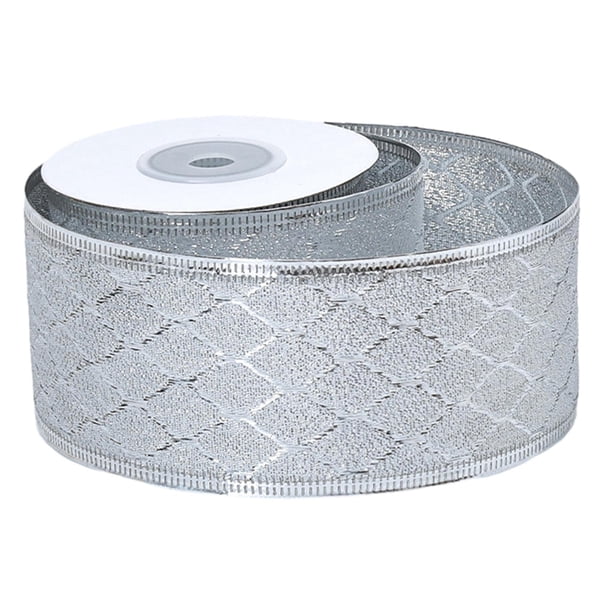 Cinta navideña para envolver regalos, ligera, portátil, decorativa, para Navidad. Cuadros Plata 6cm