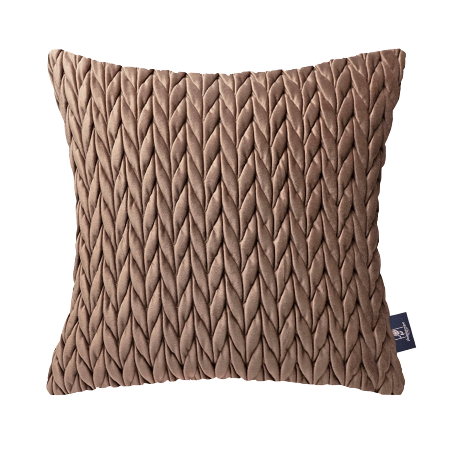 Phantoscope Decorative Throw Pillow Set, Soft Silky Velvet & Quilt Striped Velvet Series Cushion Bundle, for Sofa Couch Bedroom, Dark Coffee, 18" x 18"
