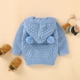 thumbnail image 2 of Winter Baby Boys Girls Sweaters Cardigans Autumn Pure Color Long Sleeve Knitted Newborn Infant Toddler Outwear Jackets with Hood, 2 of 5