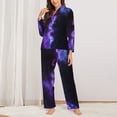 thumbnail image 2 of Naloa Purple And Blue Nebula Pajamas for Women Set, Womens Pajama Sets, Lounge Sets for Women, 2pjs for Women-Small, 2 of 7