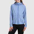 thumbnail image 2 of Girls Lightweight Athletic Jacket Hooded with Thumbholes, UPF Sun Protection Breathable Stretch Nylon Spandex Zip Up for Running & Play, Blue, Sizes 4-15Y,Size 5-6 T, 2 of 6