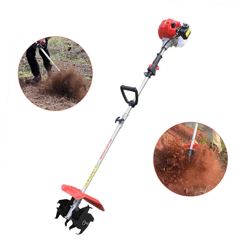 WUZSTAR Garden Tiller Cultivator, 42.7CC 2 Stroke Mini Garden Weeding Machine Tool for Cutting Grass Wheat 1.25KW 6500r/min