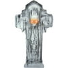 Halloween Light Up Skull On Cross Tombstone, 35"