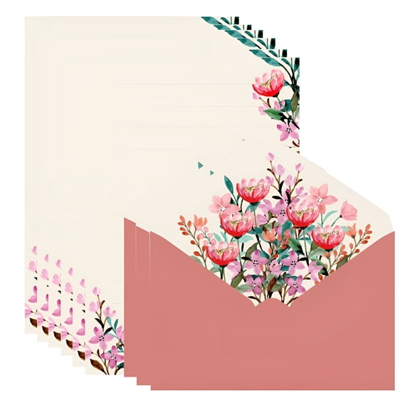 CCOCC Stationery Paper and Envelopes Set,Flower Design 40 Stationery Paper and 20 Envelopes for Writing Letters,Birthday Present