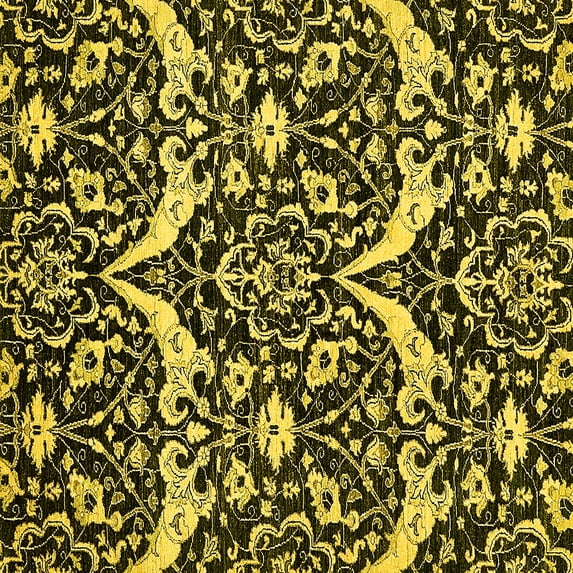 Ahgly Company Indoor Square Abstract Yellow Modern Area Rugs, 3' Square