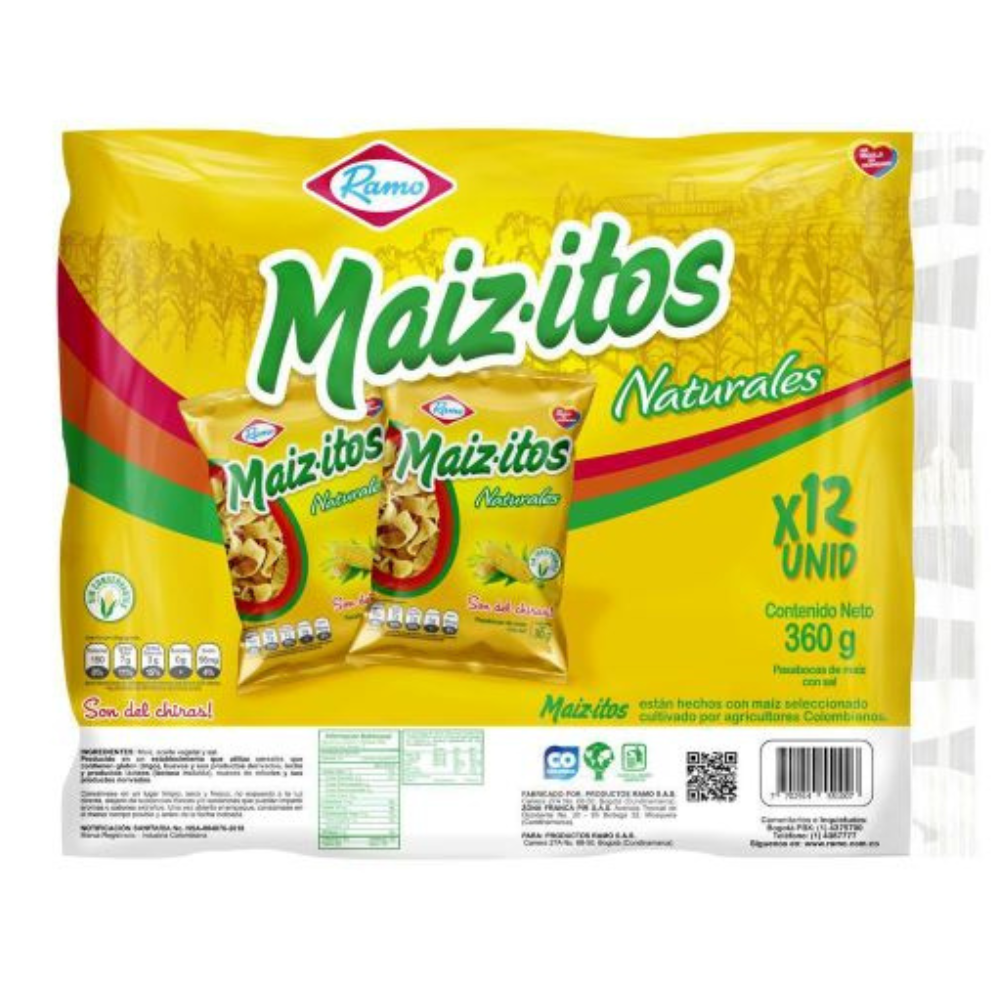 Tostacos Ramo y Maizitos (24 pack) Tortilla spicy chips Colombian Snack Colombian food products Colombian snack food Colombian snacks Colombian gifts mekato colombiano
