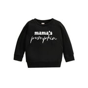 hirigin Children Halloween Printed Pattern Pullover Black Round Collar Tops