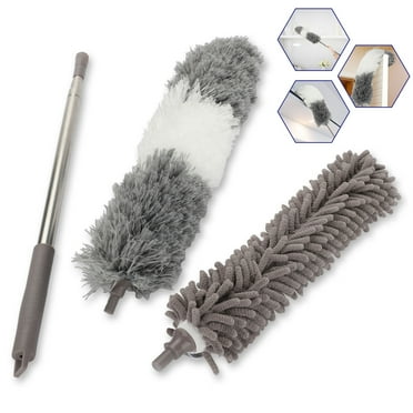 EEEkit Extra Long Microfiber Duster with Extension Pole (30 to 100 inches) Scratch-Resistant Cover, Bendable, Washable, Lint Free Feather Dusters for Cleaning Roof, Ceiling Fan, Blinds, Cobwebs