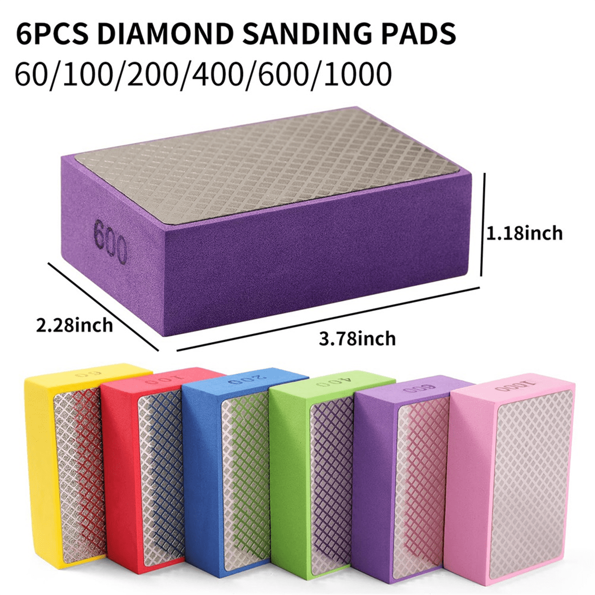 6-Piece Diamond Polishing Pad Set - 60 To 1000 Grit For Stone, Tile & Metal Surfaces