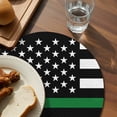thumbnail image 3 of Thin Green White Line Round Placemats Set of 2 for Dinning Tables,Heat-proof Braided Table Mats 13 Inch,American Flag Star Washable Place Mat for Kitchen Restaurant Party Decor Supplies Table Setting, 3 of 9