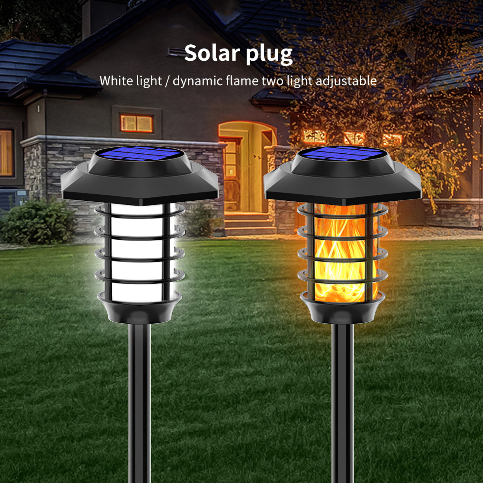 LED Flickering Flame Light Solar Torch Lawn Garden Waterproof Outdoor Lamps Home 