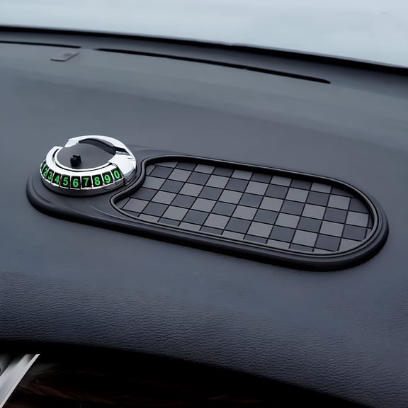 MELIVO Multifunction Car Anti-Slip Mat,Rotatable Anti Skid Car Dashboard Pad with Temporary Parking Number,Universal Car Phone Holder,and Large Pad for Phones Sunglasses Keys Gadgets