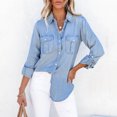 thumbnail image 1 of Camisas vaqueras de manga larga para mujer, blusas informales Vintage con cuello vuelto a la moda para primavera y otoño, tendencia 2023, 1 of 5