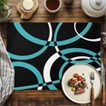 thumbnail image 2 of Placemats Set of 4, Turquoise Black Geometric Circle Place Mats Modern Abstract Lines Tablemats Washable Placemat Table Decoration for Kitchen Table Dinner Party Home Decor Indoor Outdoor 13x19 Inch, 2 of 9
