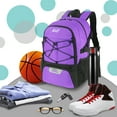 thumbnail image 4 of WOLT Unisex Basketball Backpack Bag--with Shoe Compartment Includes a One Bag and Tag Purple, 4 of 6