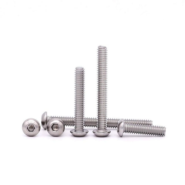 Roycemart 3/8-16 X 2"" (Paquete De 10) Tornillos De Cabeza De Botón Hexagonal Tornillos Allen Socket Drive 304 Acero Inoxidable 18-8 Acabado Brillante Roscas Unc De Máquina Completa