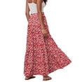 thumbnail image 4 of mgoYE Summer Skirts for Women Women's Summer Bohemian Floral Printed Elastic Waist A Line Maxi Skirt Polyester|Red XL, 4 of 5