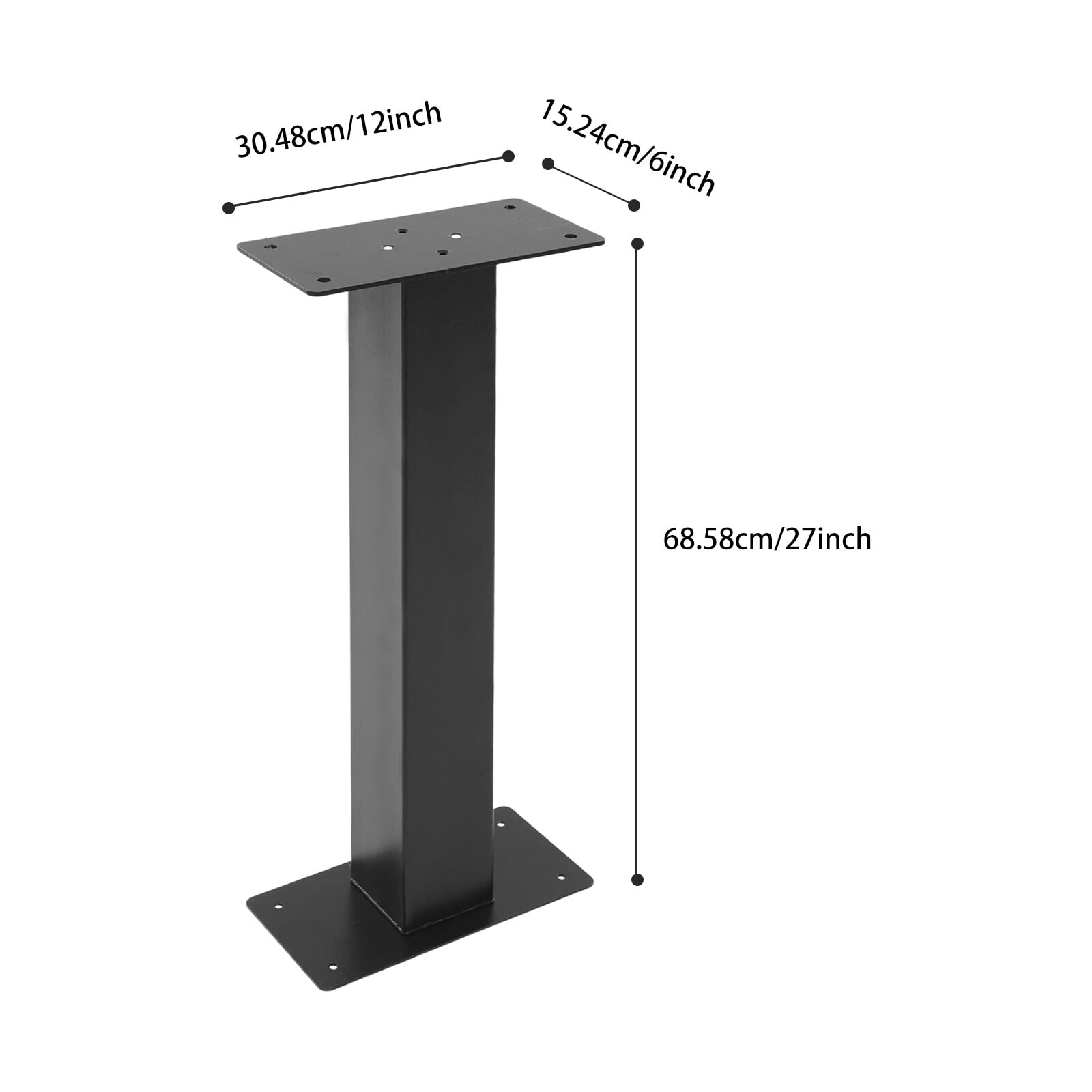 Black Outside Mailbox Post Heavy Duty 12*6*27 inch Mailbox Post Ground Mounted Installation on Hard Floor Surfaces Ground Mounted