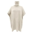thumbnail image 4 of GBSYEWXS Women Sweater High Neck Long Sleeve Pullover Soft Solid Color Sweater Autumn White, 4 of 5