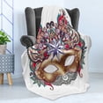 thumbnail image 4 of Mardi Gras Soft Flannel Fleece Throw Blanket, Venetian Carnival Silhouette with Ornamental Elements Masquerade Costume, Cozy Plush for Indoor and Outdoor Use, 70" x 90", Multicolor, by Ambesonne, 4 of 5