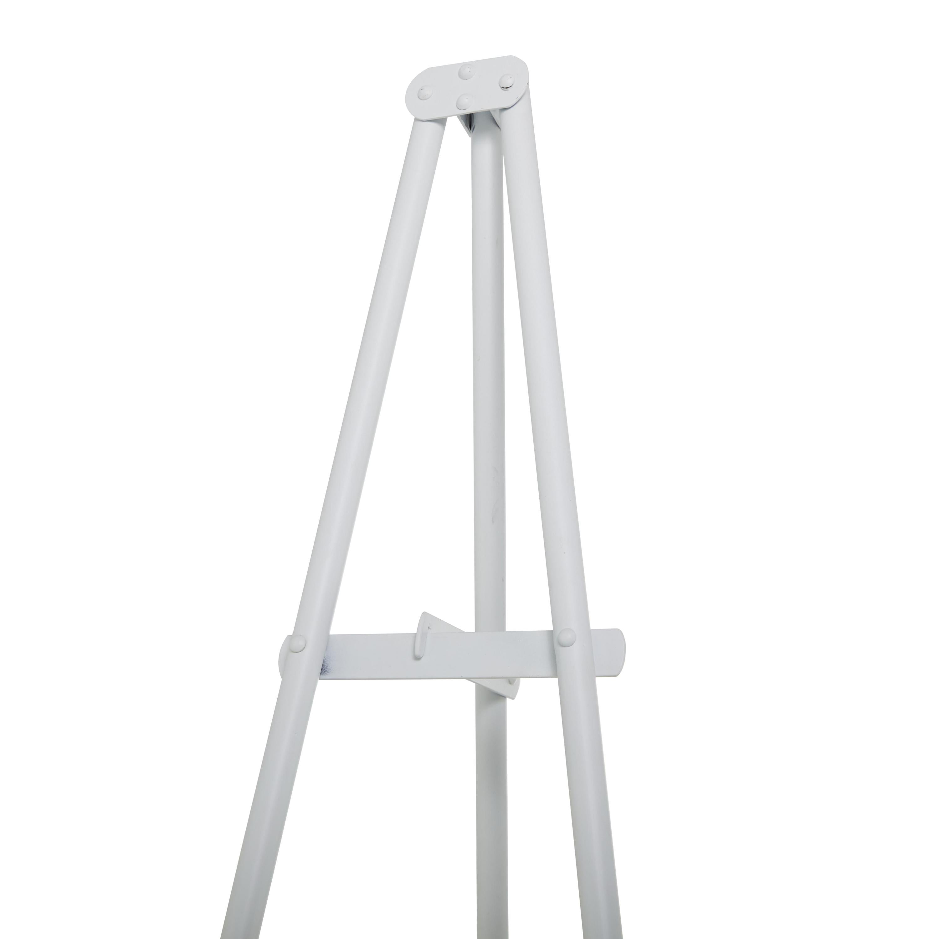 DecMode 24" x 70" White Metal Extra Large Adjustable 3 Tier Easel with Foldable Stand, 1-Piece
