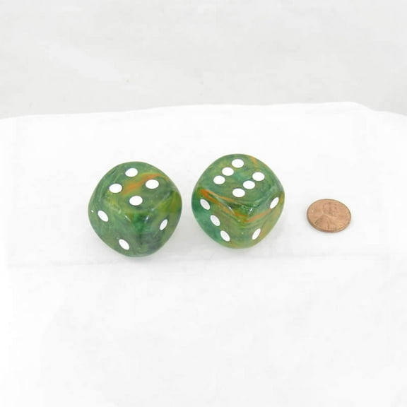 Spring Nebula Luminary Dice with White Pips D6 30mm (1.18in) Pack of 2 Wondertrail